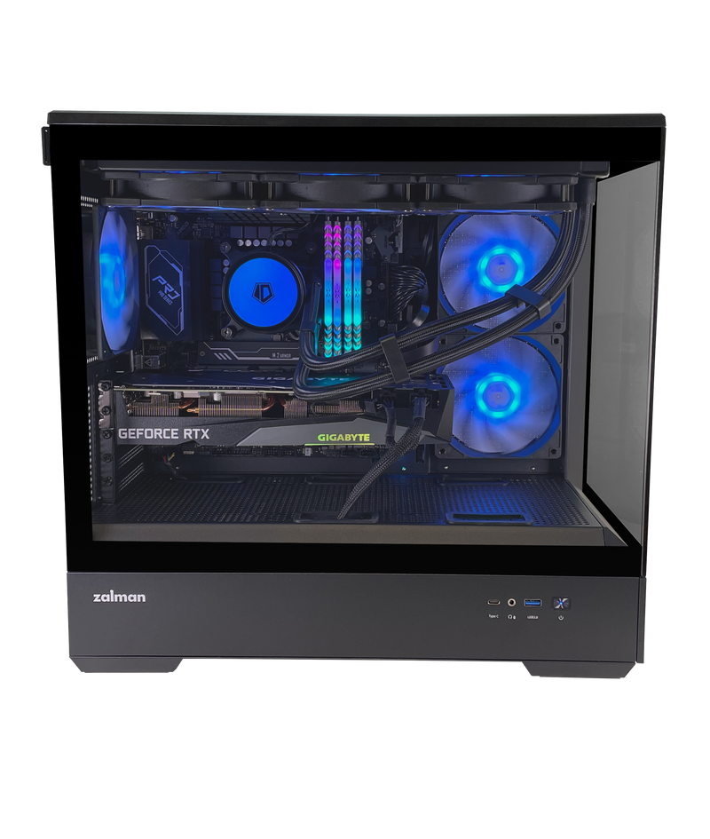 GRI Gaming Desktop | Zalman P30 Black Case | RTX 4060Ti 8GB | 360MM Water Cooler | WiFi 6E Built-in |